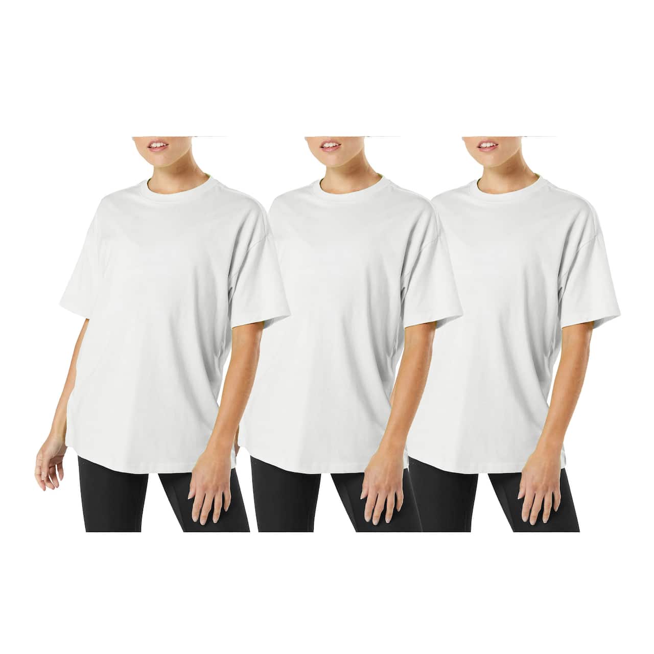 Galaxy by Harvic Loose Fit Crew Neck Women's T-Shirt 3 Pack
